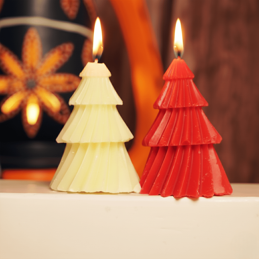 Set-2 Christmas Tree Shape Scented Candle - Memories Insite